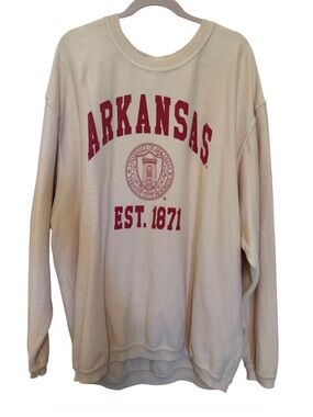 Chicka-d   - Arkansas Razorbacks Oversized Crewneck Sweatshirt XL Cream Red
